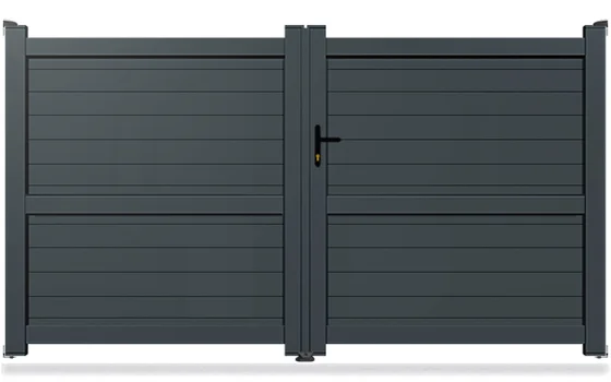 Portail aluminium battant à lame horizontale fine, 3500 x 1700 mm